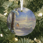 Ethereal Winter Scene Kinkade Inspired Glass Ornament<br><div class="desc">Lovely winter scene inspired by Thomas Kinkade will shine and reflect your lights and complement your Christmas tree and the rest of your holiday home.  Gorgeous colours.  Thanks for looking; we appreciate your business at Paws Charming.</div>