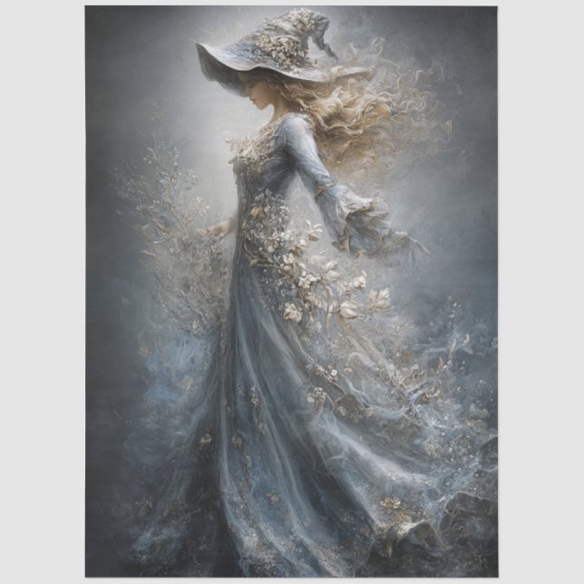 Ethereal Witch Moody Gothic Fantasy for Decoupage Tissue Paper (Front)