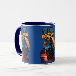 Ethereal Wolf: Sunset Hues and Piercing Eyes Mug