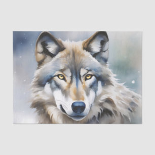 Ethereal Wolf Watercolor Portrait Tissue Paper