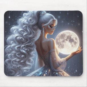 Ethereal woman & moon mouse pad