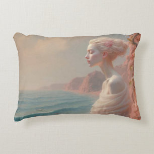 Ethereal Woman on Dreamy Beach Accent Pillow