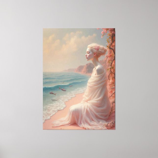Ethereal Woman on Dreamy Beach Canvas Print (Front)
