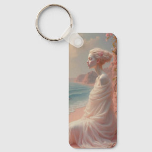 Ethereal Woman on Dreamy Beach Keychain