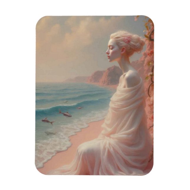 Ethereal Woman on Dreamy Beach Magnet (Vertical)