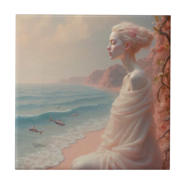 Ethereal Woman on Dreamy Beach Tile (Front)