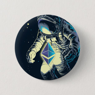 Ethereum Crypto Astronaut - ETH  To The Moon  2 Inch Round Button