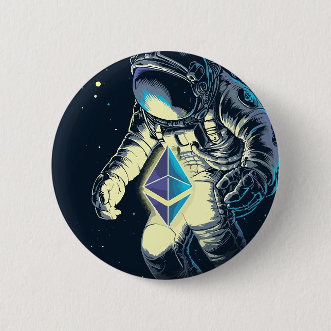 Ethereum Crypto Astronaut - ETH  To The Moon  2 Inch Round Button (Front)