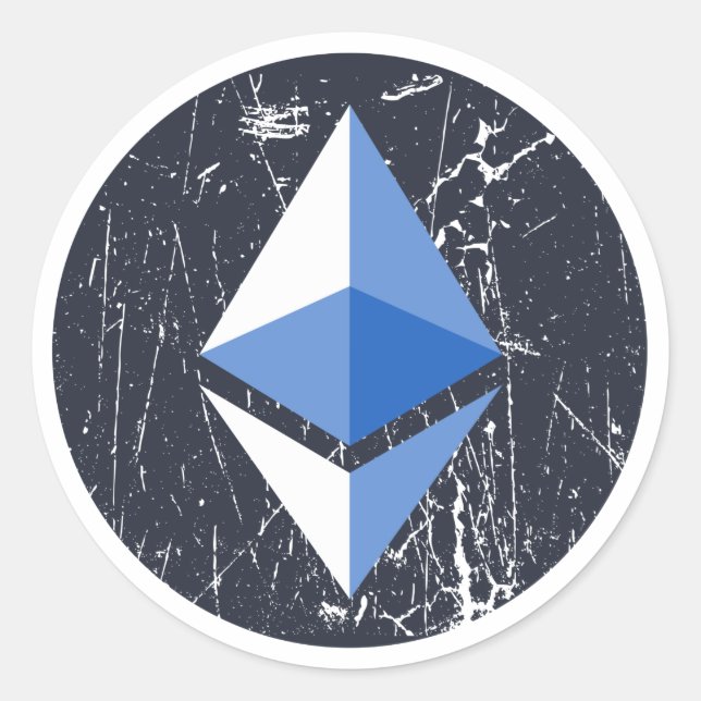 ethereum symbol grunge crypto cryptocurrency money classic round sticker (Front)