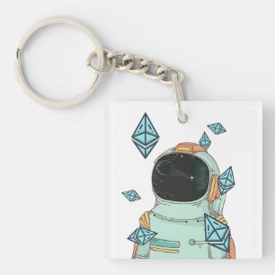 Ethereum To The Moon ETH Space Man Merch - Qr Code Keychain