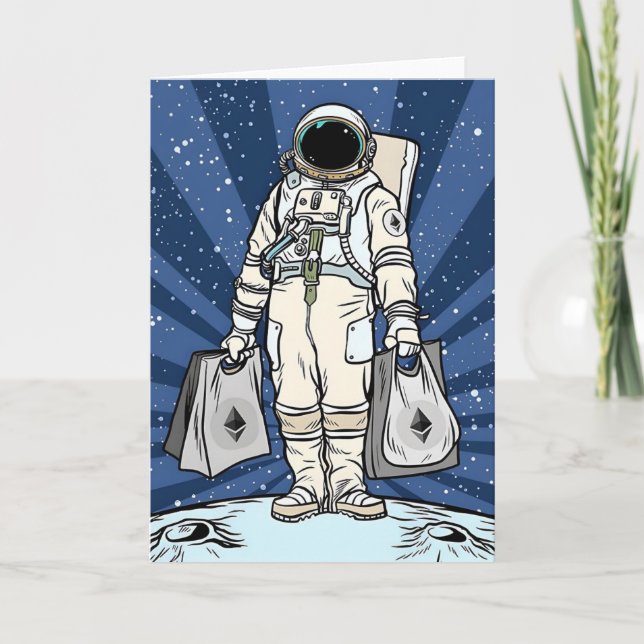 Ethereum To The Moon ETH Space Man Merch  Thank You Card (Front)