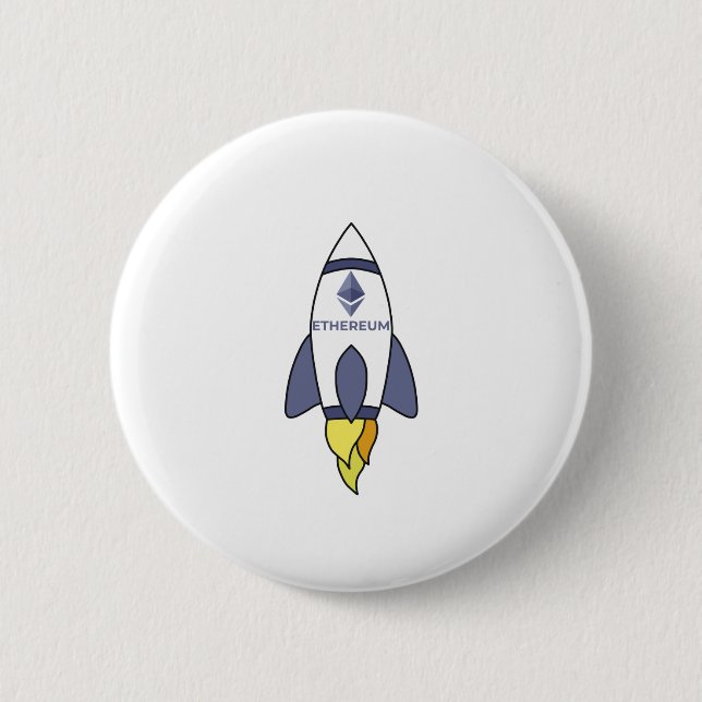 Ethereum To The Moon Rocket 2 Inch Round Button (Front)