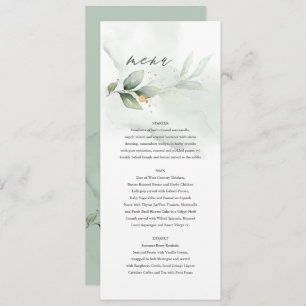Etherial sage green eucalyptus modern wedding menu