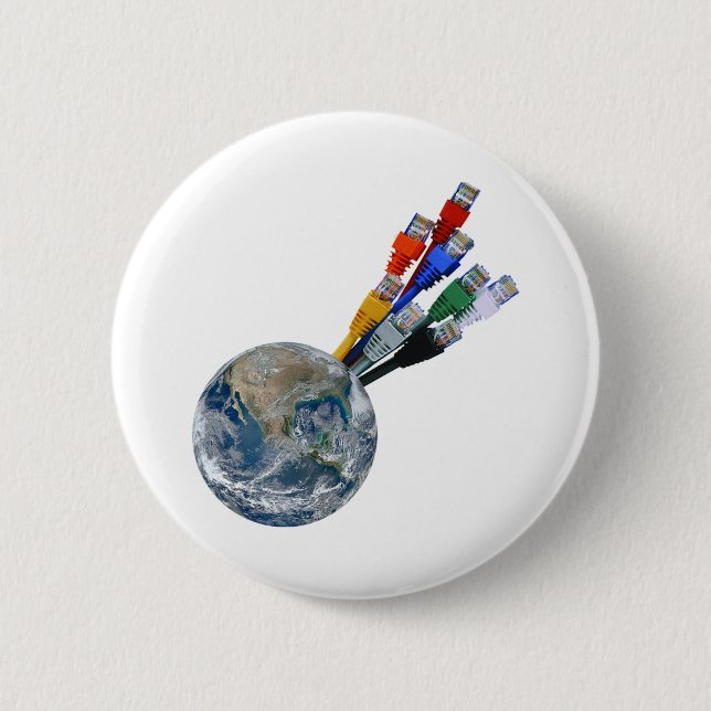 Ethernet Network Connected Earth 2 Inch Round Button (Front)