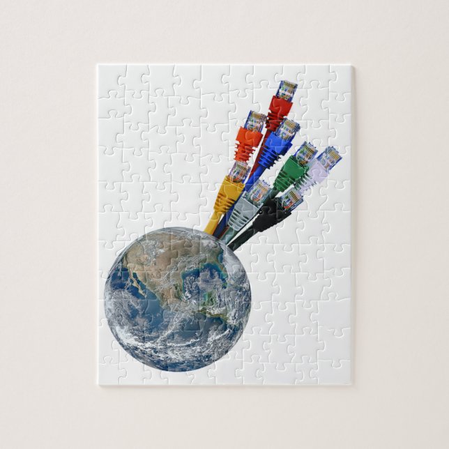 Ethernet Network Connected Earth Jigsaw Puzzle (Vertical)