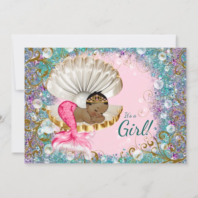 Ethic Mermaid Baby Shower Invitations (Front)