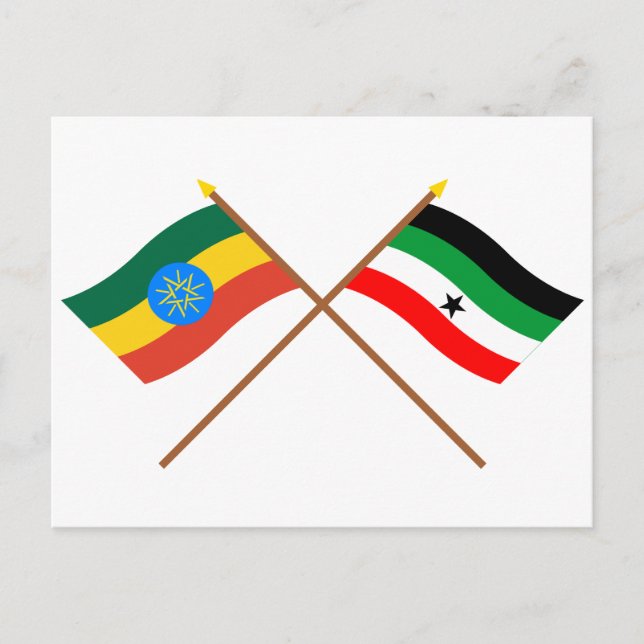 Ethiopia and Gambella Crossed Flags Postcard (Front)