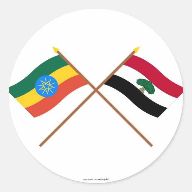 Ethiopia and Oromia Crossed Flags Classic Round Sticker (Front)
