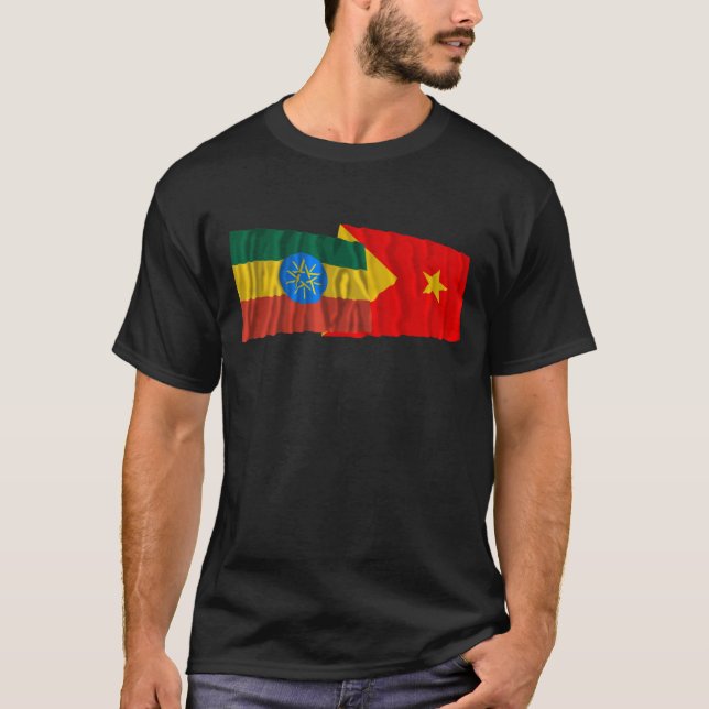 Ethiopia and Tigray Waving Flags T-Shirt (Front)
