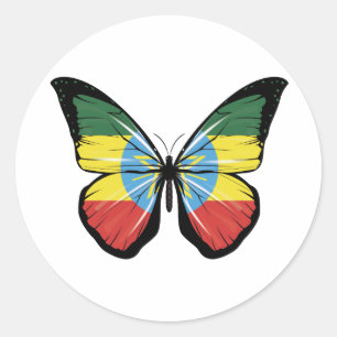 Ethiopia Butterfly Flag Classic Round Sticker