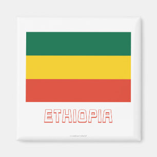 Ethiopia Civil Flag with Name Magnet