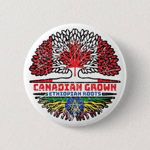 Ethiopia Ethiopian Canadian Canada Tree Roots Flag 2 Inch Round Button