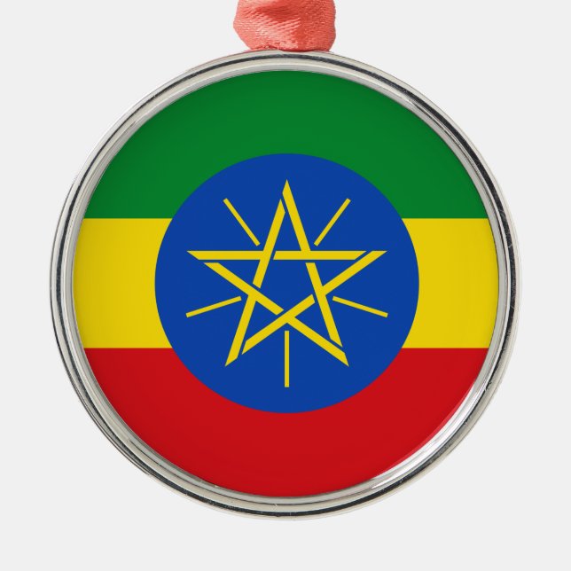 Ethiopia – Ethiopian Flag Metal Ornament (Front)