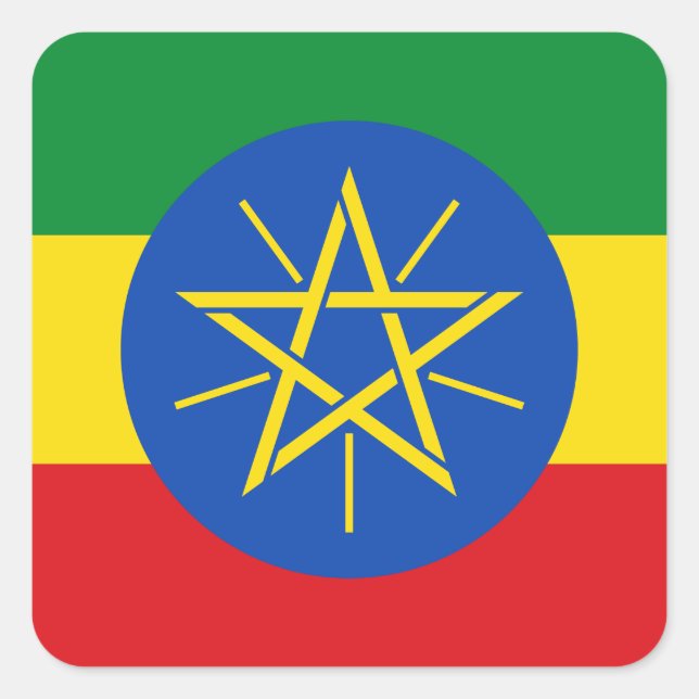 Ethiopia (Ethiopian) Flag Square Sticker