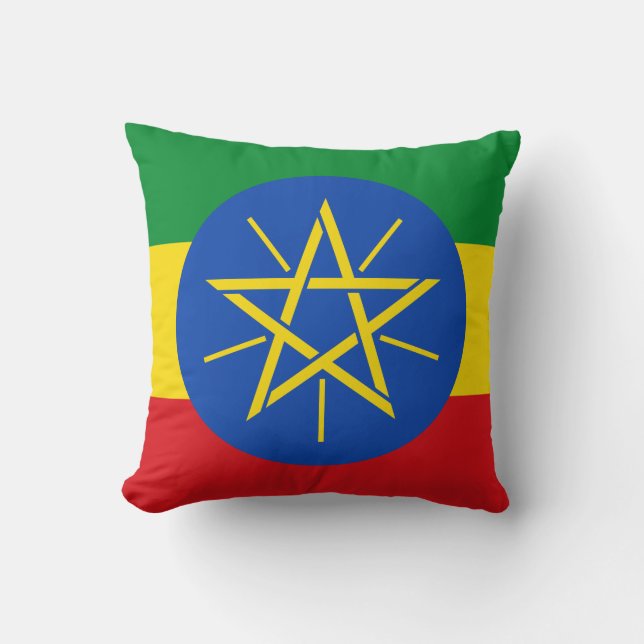 Ethiopia (Ethiopian) Flag Throw Pillow (Front)