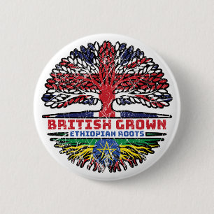 Ethiopia Ethiopian Uk United Kingdom British Tree 2 Inch Round Button