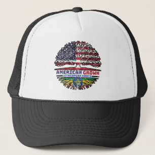 Ethiopia Ethiopian US American USA United States Trucker Hat