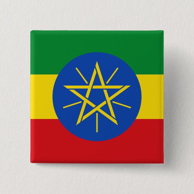 Ethiopia Flag 2 Inch Square Button (Front)