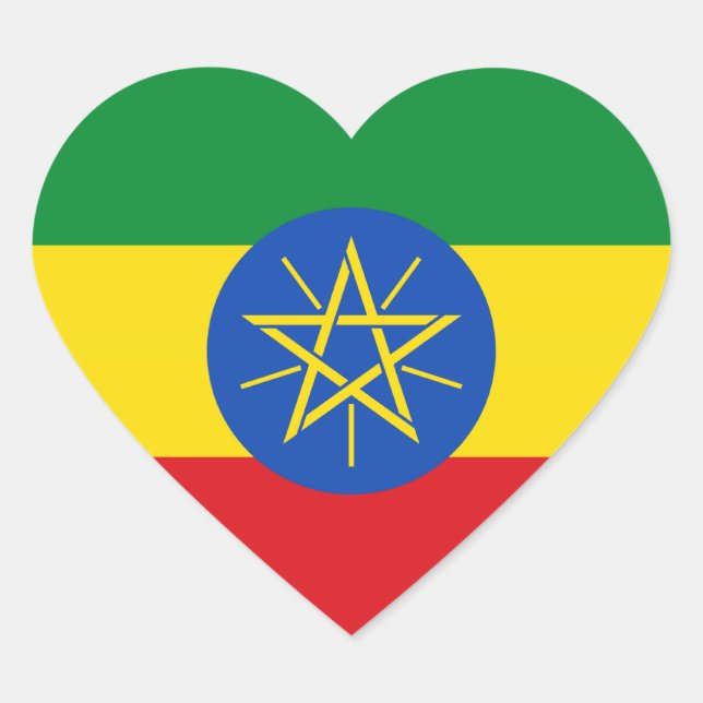 Ethiopia Flag Heart Sticker (Front)
