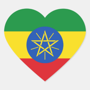 Ethiopia Flag Heart Sticker