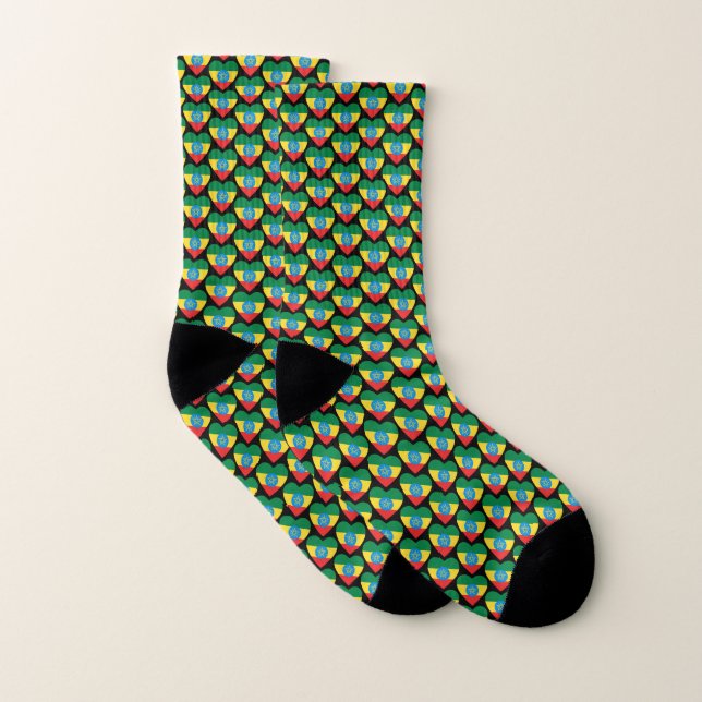Ethiopia Flag Hearts Socks (Pair)