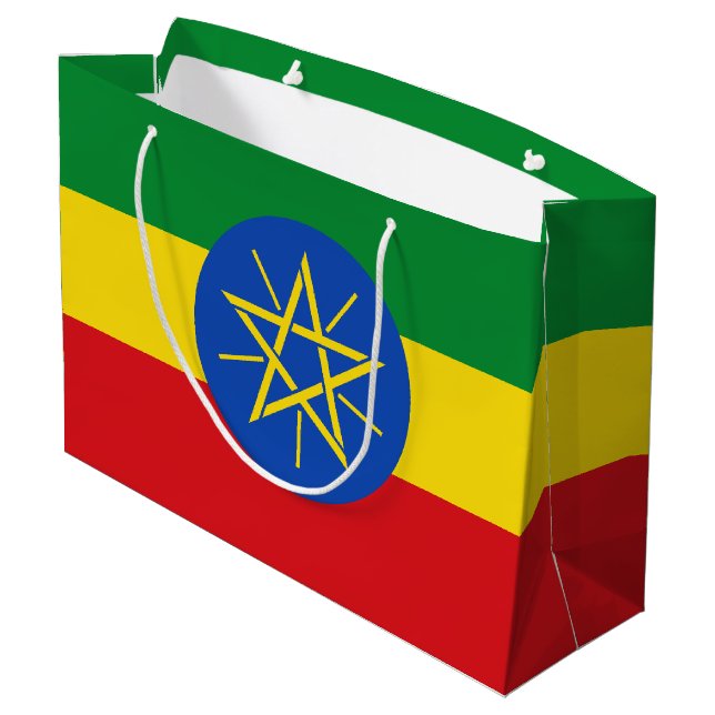 Ethiopia Flag Large Gift Bag (Back Angled)