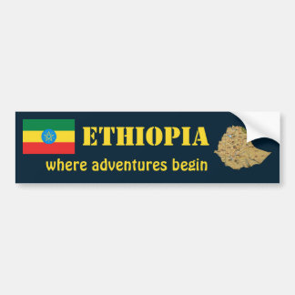 Ethiopia Flag + Map Bumper Sticker