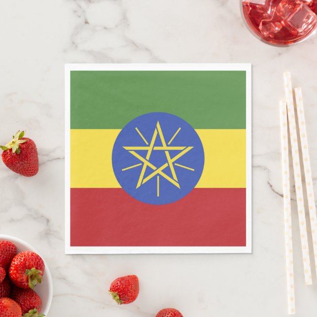 Ethiopia flag napkin (Insitu)