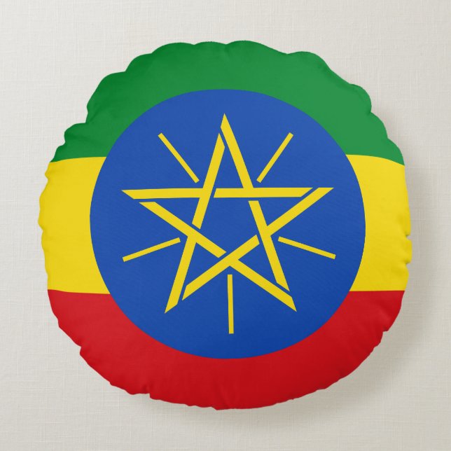 Ethiopia Flag Round Pillow (Front)