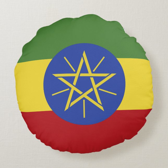 Ethiopia flag round pillow (Back)