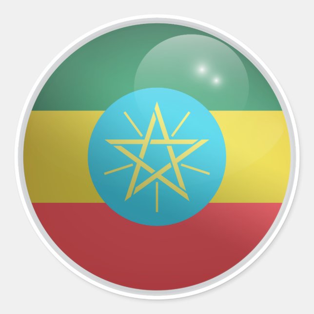 Ethiopia Glossy Circle Flag Classic Round Sticker (Front)