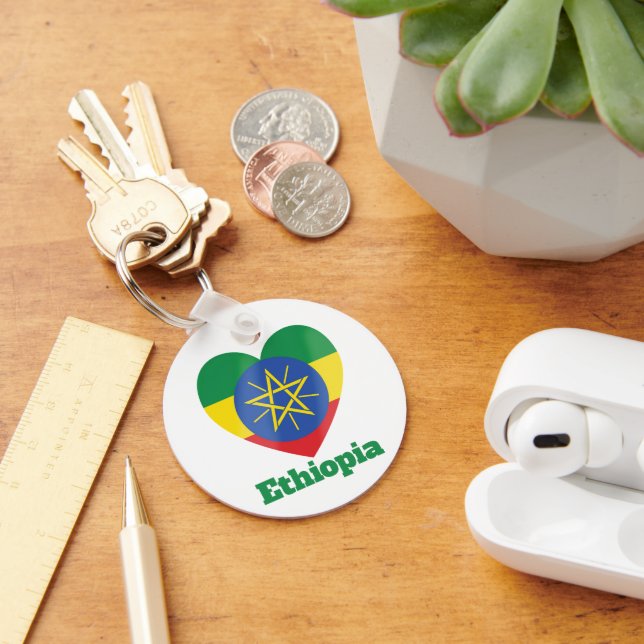 Ethiopia Heart Flag Keychain (Desk)