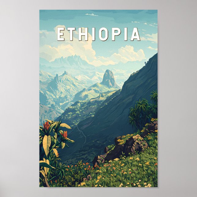 Ethiopia Illustration Travel Art Vintage Poster (Front)