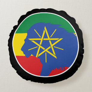 Ethiopia Lion Ethiopian National Animal Flag Round Pillow