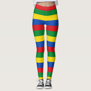 Ethiopia National Flag Colours Horizontal Striped Leggings