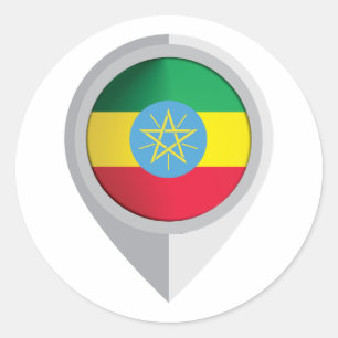 Ethiopia Pin Location Flag Classic Round Sticker