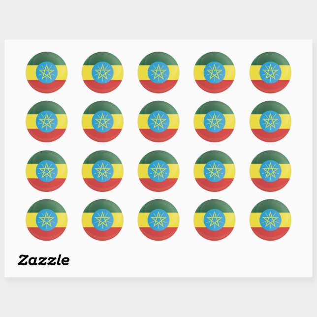 Ethiopia  Round Icon Flag Classic Round Sticker (Sheet)