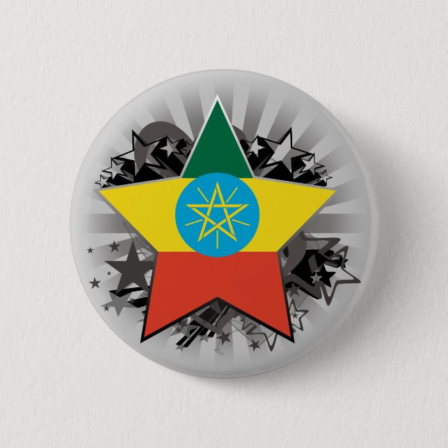 Ethiopia Star 2 Inch Round Button (Front)