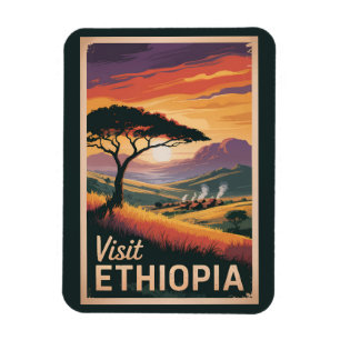Ethiopia Sunset Travel Art Vintage Magnet