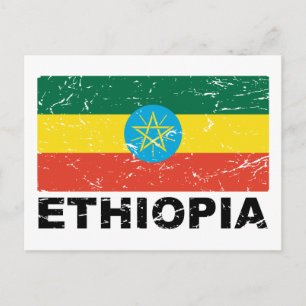Ethiopia Vintage Flag Postcard